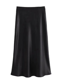 XNWMNZ Flowy Satin Midi SkirtAzizaK