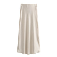 XNWMNZ Flowy Satin Midi SkirtAzizaK