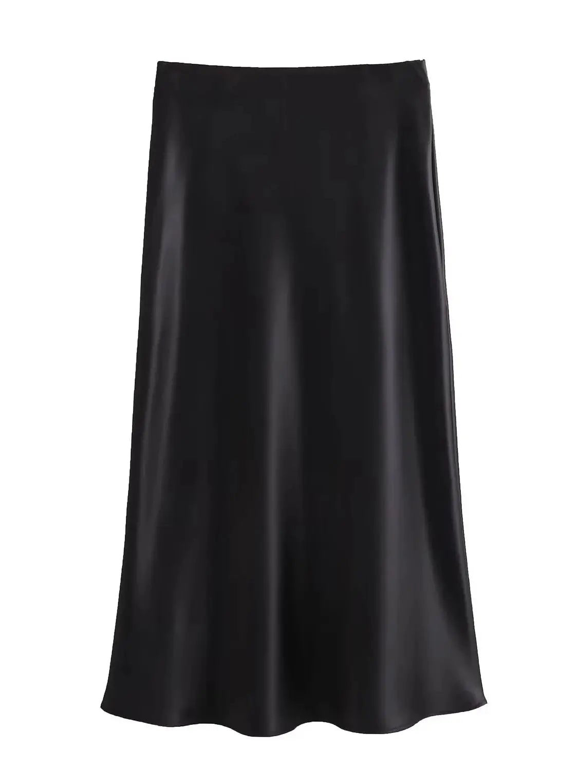 XNWMNZ Flowy Satin Midi SkirtAzizaK