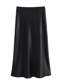 XNWMNZ Flowy Satin Midi SkirtAzizaK