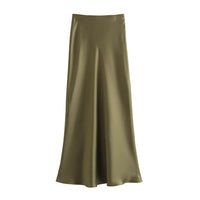XNWMNZ Flowy Satin Midi SkirtAzizaK