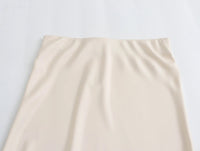 XNWMNZ Flowy Satin Midi SkirtAzizaK