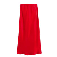 XNWMNZ Flowy Satin Midi SkirtAzizaK
