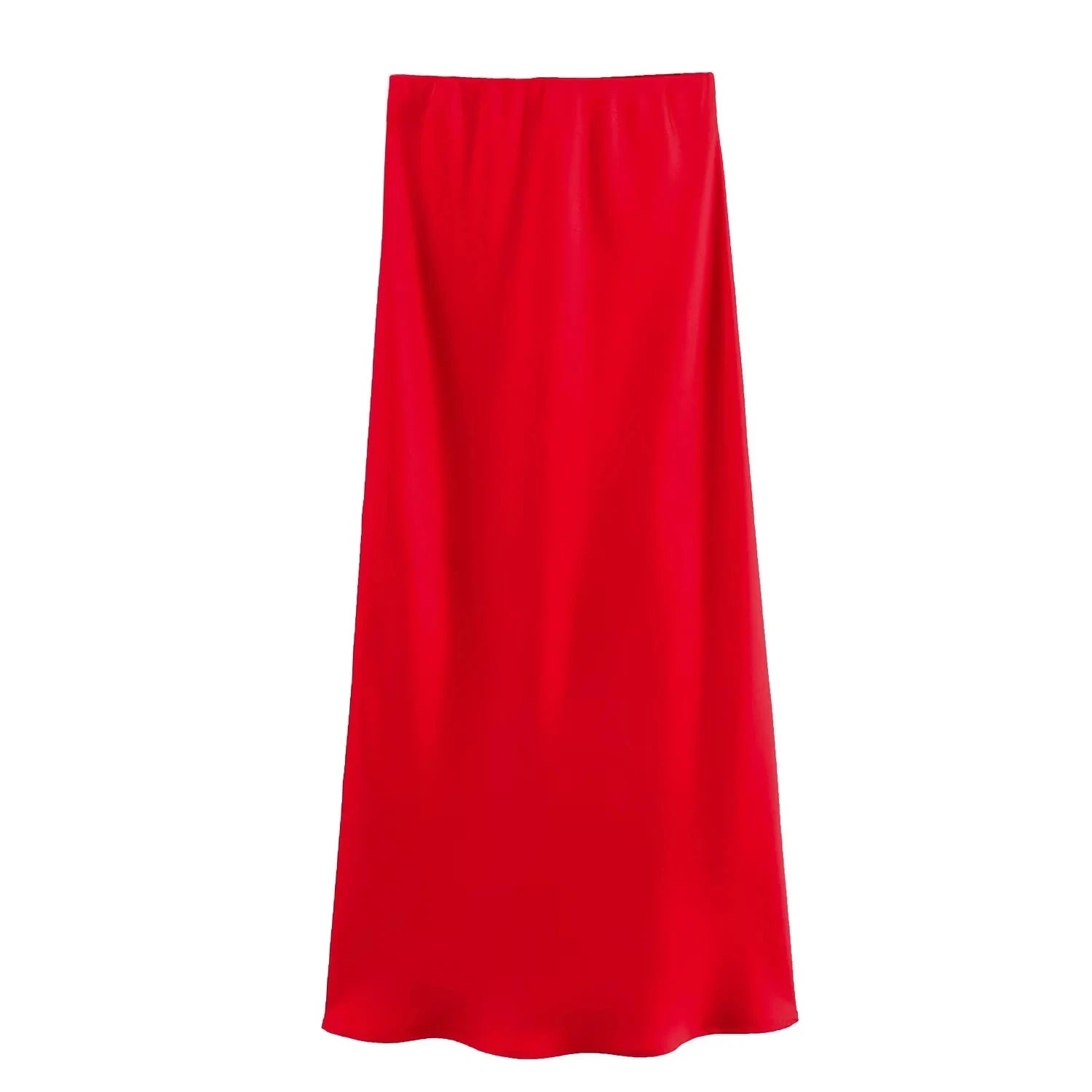 XNWMNZ Flowy Satin Midi SkirtAzizaK