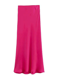 XNWMNZ Flowy Satin Midi SkirtAzizaK