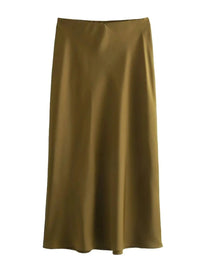 XNWMNZ Flowy Satin Midi SkirtAzizaK