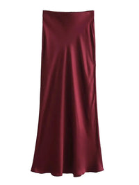 XNWMNZ Flowy Satin Midi SkirtAzizaK