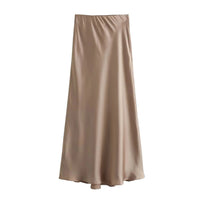 XNWMNZ Flowy Satin Midi SkirtAzizaK