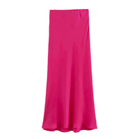 XNWMNZ Flowy Satin Midi SkirtAzizaK