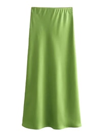 XNWMNZ Flowy Satin Midi SkirtAzizaK