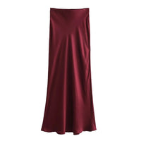 XNWMNZ Flowy Satin Midi SkirtAzizaK