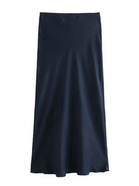 XNWMNZ Flowy Satin Midi SkirtAzizaK