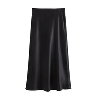 XNWMNZ Flowy Satin Midi SkirtAzizaK