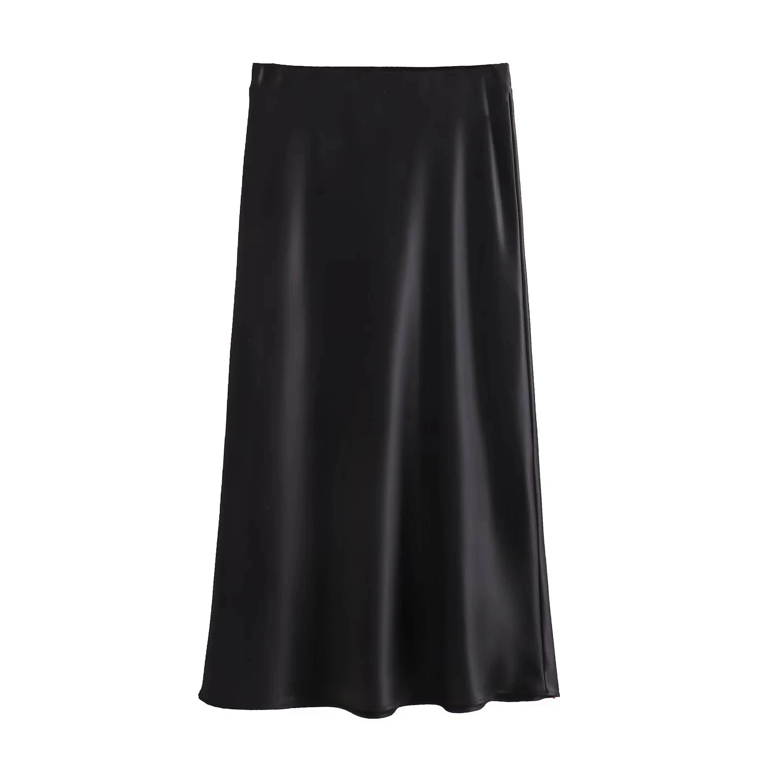 XNWMNZ Flowy Satin Midi SkirtAzizaK