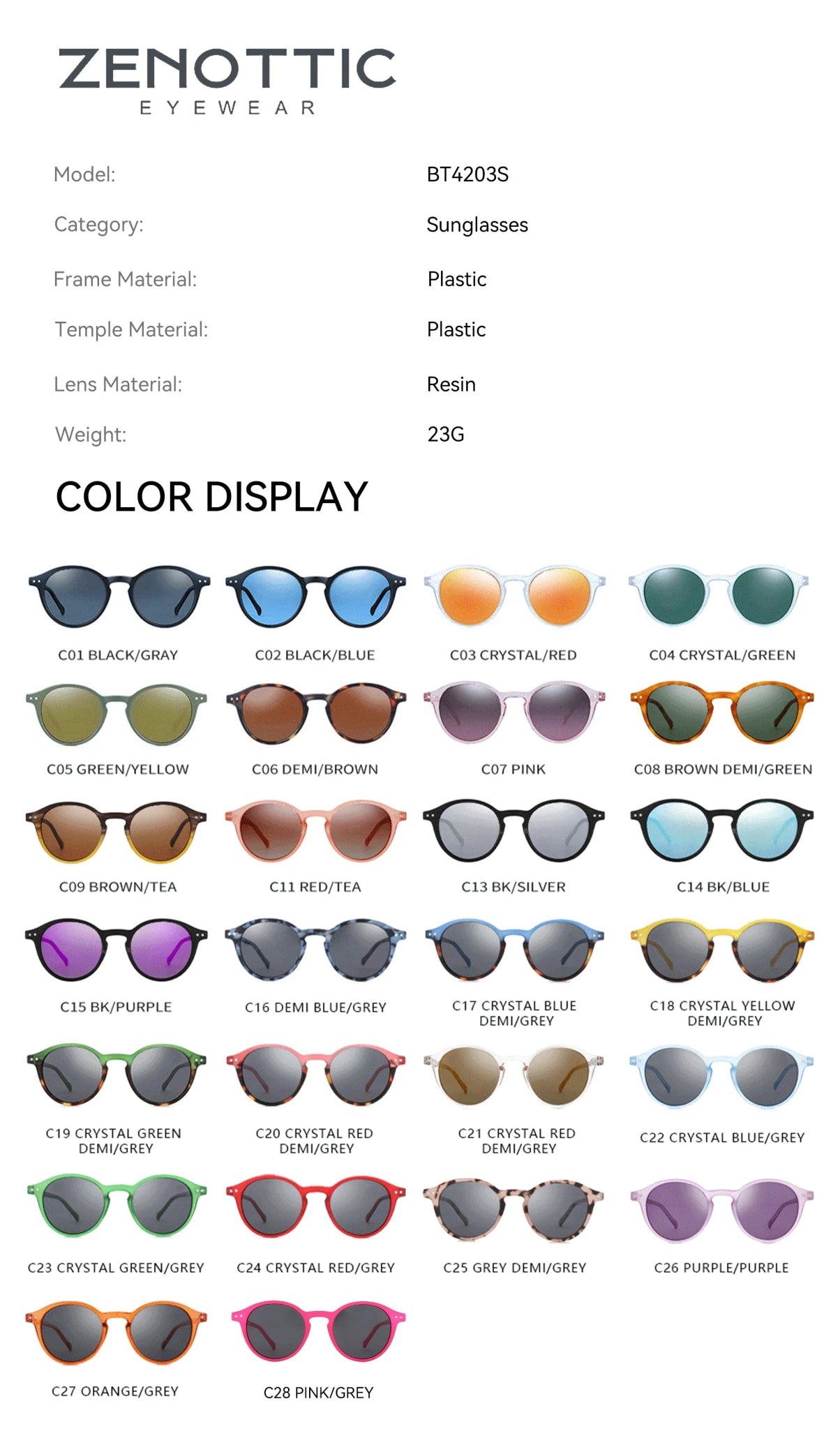 ZENOTTIC (size S) round sunglasses UV400 protection glasses ShadesAzizaK