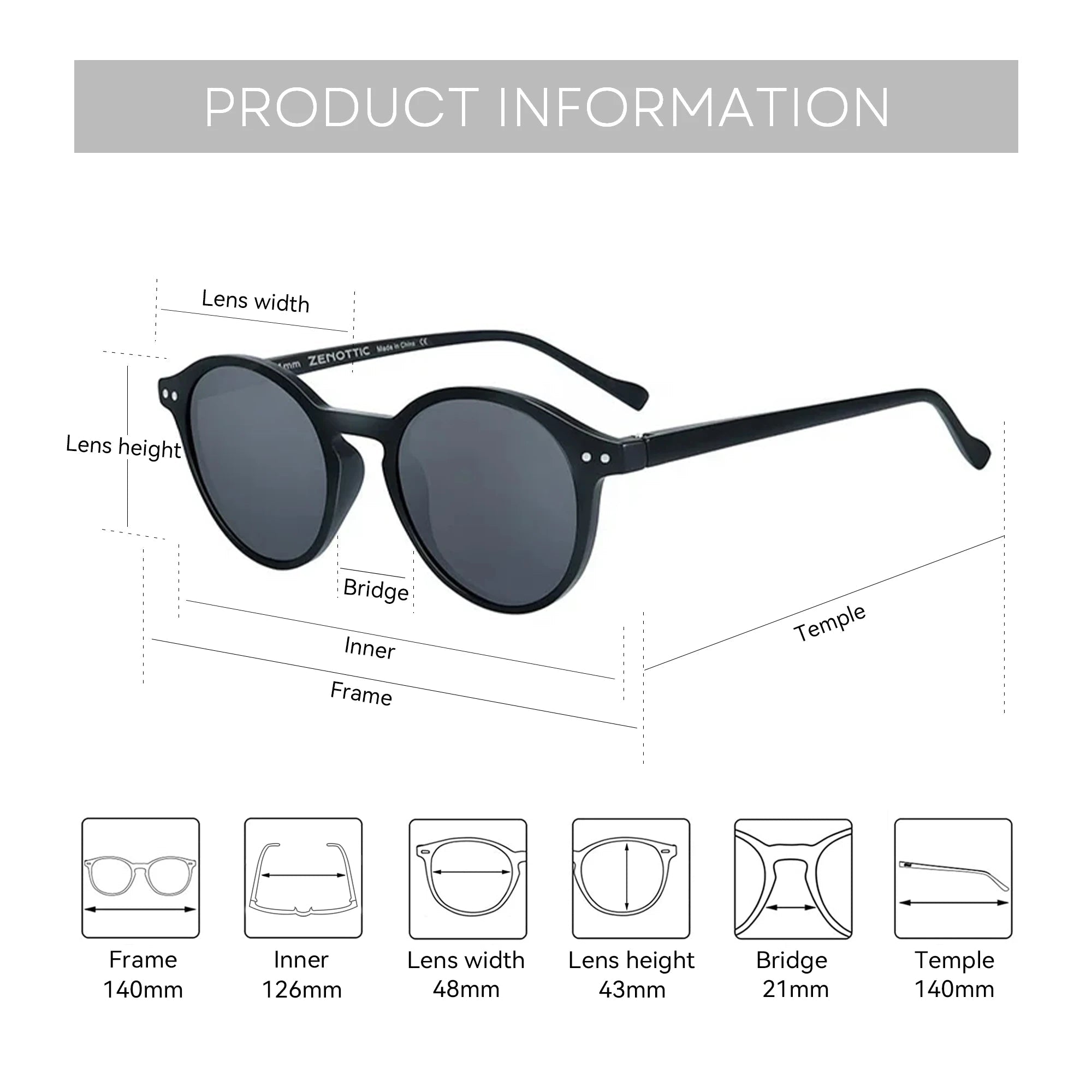 ZENOTTIC (size S) round sunglasses UV400 protection glasses ShadesAzizaK
