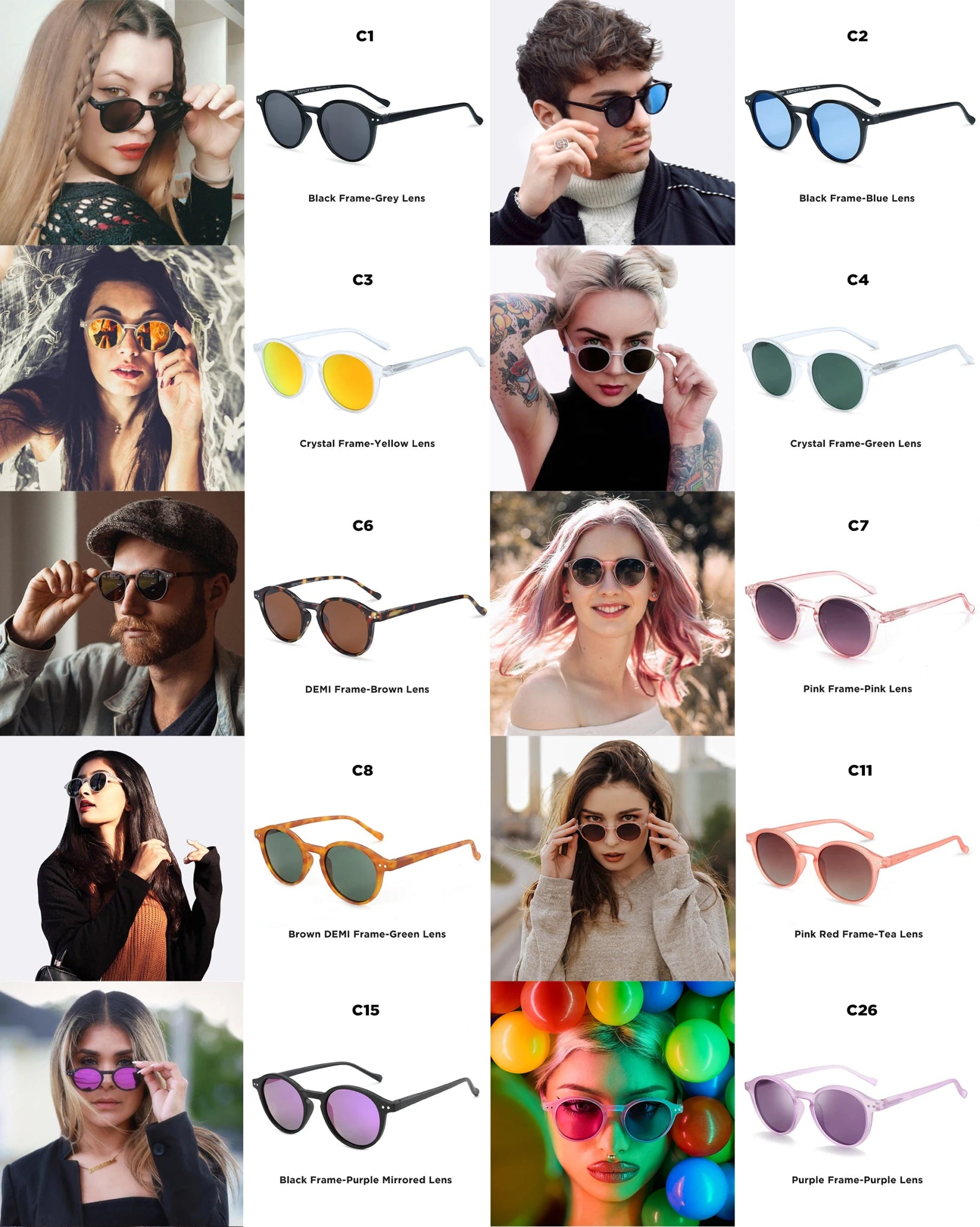 ZENOTTIC (size S) round sunglasses UV400 protection glasses ShadesAzizaK